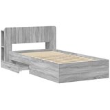  Okvir kreveta s pohranom s uzglavljem Siva Sonoma 90 x 200 cm - Siva sonoma 90 x 200 cm bez središnje police | shoptok.hr