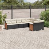  9-dijelni set vrtnih sofa s jastucima crni od poliratana | shoptok.hr