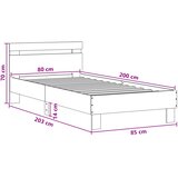  Krevetna konstrukcija s LED svjetlom Dimljeni hrast 80 x 200 cm | shoptok.hr