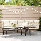 vidaXL Set vrtnih sofa s jastucima crni od čelika i tekstilena | shoptok.hr