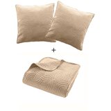 Douceur d intérieur Svetlo rjav žameten komplet pregrinjala in prevleke za vzglavnik 240x260 cm Solange – | Shoptok.si