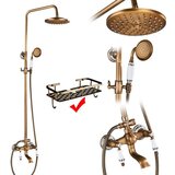 rozin Antik medeninast tuš pipa set, dvojna ročica, ročna in deževna možnost, antik medenina E02, (5000159331) | Shoptok.si