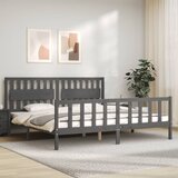 vidaXL Okvir za krevet s uzglavljem sivi 200 x 200 cm od masivnog drva Cijene