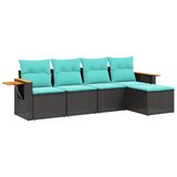  5-dijelni set vrtnih sofa od poliratana s jastucima crni | shoptok.hr