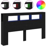  Posteljna glava s LED lučmi Črna hrast 180x18,5x103,5 cm | Shoptok.si