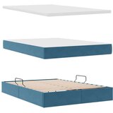 vidaXL Krevet S LED lampica s pohranom Tamno plava 140 x 200 cm Baršun | shoptok.hr