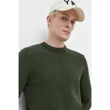 Superdry Bombažen pulover zelena barva