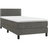 Box spring krevet s madracem tamnosivi 100x200 cm baršunasti | shoptok.hr