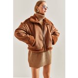 Bianco Lucci Women's Shearling Side Pockets Welt Suede Coat | Eponuda.ba