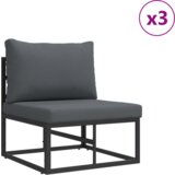 vidaXL Vrtna sedežna garnitura 6 pcs Črna 70 x 70 x 32 cm Aluminij | Shoptok.si