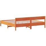  Okvir kreveta s uzglavljem voštano smeđi 180x200 cm od borovine | shoptok.hr