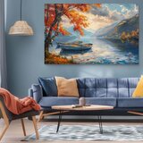  Pejzaž na slika na platnu jesenje lišće uz jezero | akrilni detalji | shoptok.hr