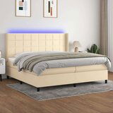  Krevet box spring s madracem LED krem 200x200 cm od tkanine Cijene