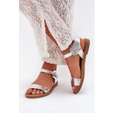 Boto Womens Flat Heel Eco Leather Silver Sandals Kivara | shoptok.hr