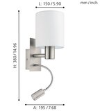 Eglo Pasteri zidna/2, e27, led 3,5w, nikl-mat/bijela | shoptok.hr