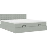 vidaXL Otomanski posteljni okvir z vzmetnicami siv 200x200cm žamet | Shoptok.si