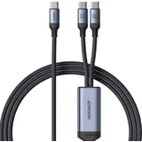 Kabel za punjenje serije Speedy (SA21-1T2) - Type-C do 2x USB-C- brzo punjenje-100 W- 150 cm - crni