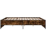 vidaXL Posteljni okvir dimljeni hrast 180x200 cm inž. les in kovina, (21128187) | Shoptok.si