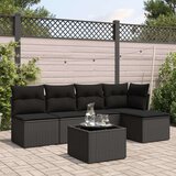 vidaXL 6-dijelni set vrtnih sofa s jastucima crni od poliratana | shoptok.hr