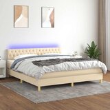  Krevet box spring s madracem LED krem 180x200 cm od tkanine | shoptok.hr