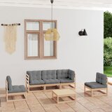 Maison Chic Seti vrtnega pohištva - Vrtna garnitura - Vrtni pohištvo set 6-delna z blazinami trdna borovina, (21806262) | Shoptok.si