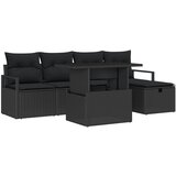 vidaXL set od 6 dijelova vrtnih sofa s jastučićima crni poli ratan, 2-sjedni vrtni kauč s jastučićima crni poli ratan | shoptok.hr
