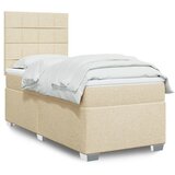 vidaXL Box spring postelja z vzmetnico krem 100x200 cm blago | Shoptok.si