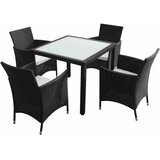  5-dijelni vrtni blagovaonski set od poliratana s jastucima crni Crna Dužina stola 90 cm | shoptok.hr