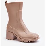 Boto Women's Matte Boots Botki On Heel Beige Bertaida | Shoptok.si