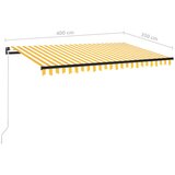 vidaXL Ročno zložljiva tenda 400x350 cm rumena in bela | Shoptok.si