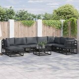 vidaXL Sjedeća garnitura za vrt s jastukom 9 pcs Crna Aluminij Cijene