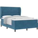Box Spring Krevet s Madracem Tamnoplavi 140x200 cm Baršun | shoptok.hr
