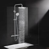ELITE EDITION Tuš sistem BSE1603 s termostatsko baterijo, 25-centimetrsko okroglo nadglavno prho in mat črno izvedbo — Krom | Shoptok.si