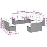  11-dijelni set vrtnih sofa od poliratana s jastucima sivi | shoptok.hr
