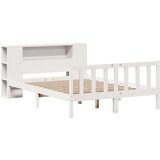 vidaXL Knjižna postelja brez vzmetnice bela 150x200 cm trdna borovina | Shoptok.si