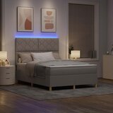  LED Box Spring Krevet Sivo-smeđa 140 x 190 cm tkanina | shoptok.hr