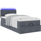 vidaXL Otomanski posteljni okvir z vzmetnico siv 90x200 cm žamet | Shoptok.si