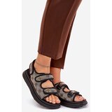 Boto Ladies Patterned Fabric Sandals With Golden Details Beige-Black Pefese | shoptok.hr