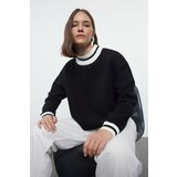 Trendyol Black Relaxed/Comfortable Pattern Knitwear Collared Polar Fleece Inside/Thick Knitted Sweatshirt | Eponuda.ba