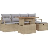  Set vrtnog namještaja od 6 dijelova s jastučićima bež poli ratan 2-sjedna vrtna sofa s jastučićima bež poli ratan | shoptok.hr