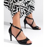 SERGIO LEONE Stylish women's stiletto sandals black cene