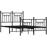  Metalni okvir kreveta uzglavlje i podnožje crni 135x190 cm | shoptok.hr