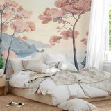  Foto tapeta - Landscape with the Ocean Cliffs and Trees in Delicate Pink Shades 450x315 Premium | shoptok.hr
