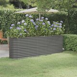 vidaXL Vrtna sadilica od čelika obloženog prahom 224 x 40 x 68 cm siva | shoptok.hr