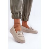 S. BARSKI Light Women's Leather Moccasins on Platform Beige | Shoptok.si
