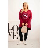 Kesi Women's blouse with a longer back and print burgundy | Shoptok.si