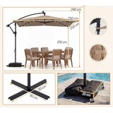 Vrt Pravokutni suncobran s postoljem, LED svjetlima i ručicom, rotirajući za 360°, konzolni suncobran, smeđi | shoptok.hr