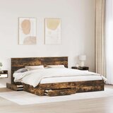  Okvir za krevet s uzglavljem Dimljeni hrast 200 x 200 cm | shoptok.hr