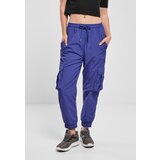 Urban Classics Women's Wavy Nylon High Waisted Cargo Pants Blue Purple | ePonuda.com