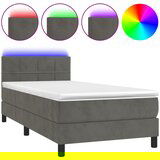 Maison Chic Box spring postelja - Vzmetna postelja z vzmetnico LED temno siva 90x200 cm žamet SL2988, (21904725) Cene